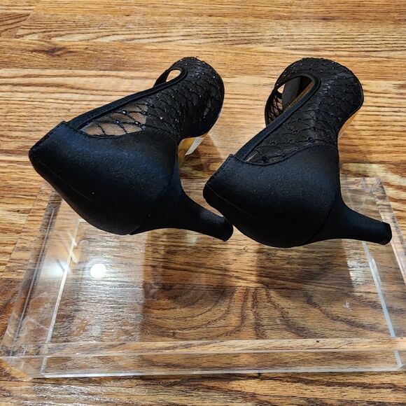 Adrianna Papell Black Mesh Open Toe Jamie Heels Womens Size 7.5M - Picture 5 of 11